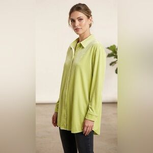 SOFT SURROUNDINGS Boyfriend Velvet Top Tunic Shirt Size 3X Lime Green Yellow